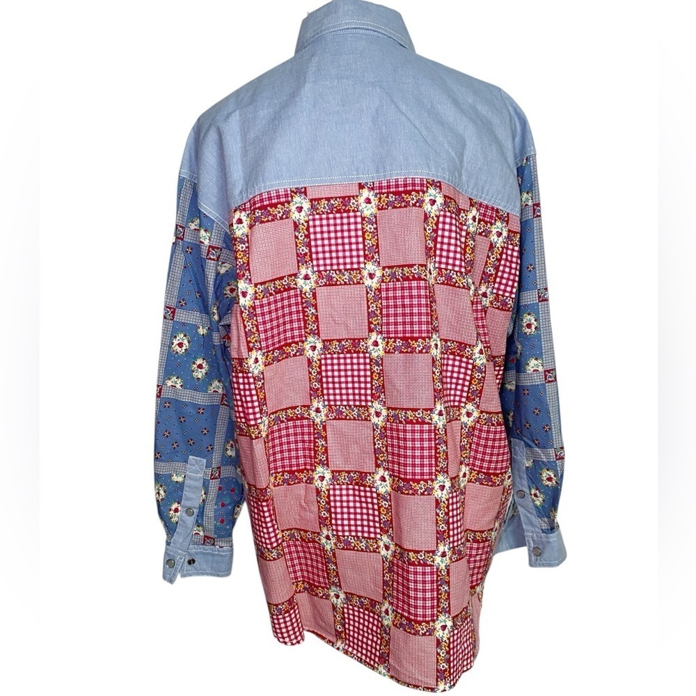 LizWear Vintage Colorful Multi Pattern Button Down Shirt with Pearl Snaps - Picture 2 of 16